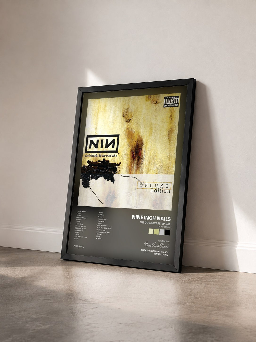 #noir The Downward Spiral (Deluxe Edition) von Nine Inch Nails als gerahmter Kunstdruck von schräg gesehen, schwarzer Rahmen