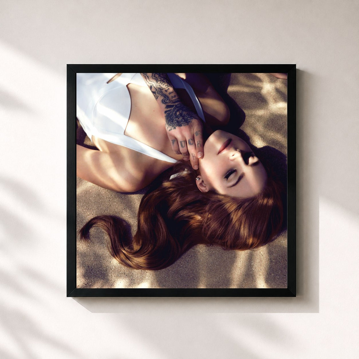 #noir Tableau carré de l'album Blue Jeans Remixes de Lana Del Rey, cadre noir 32x32 cm