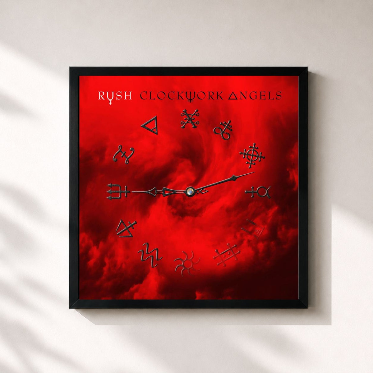 #noir Tableau carré de l'album Clockwork Angels de Rush, cadre noir 32x32 cm