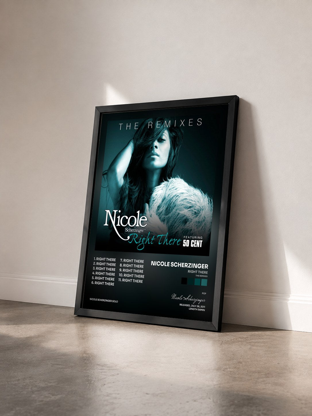 #noir Right There (The Remixes) by Nicole Scherzinger as a framed art print seen at an angle, black frame