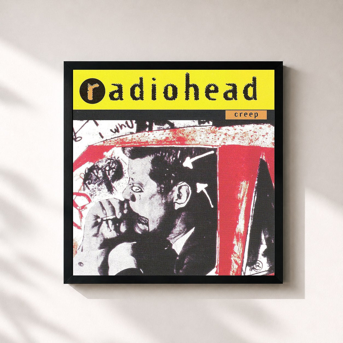 #noir Tableau carré de l'album Creep EP de Radiohead, cadre noir 32x32 cm