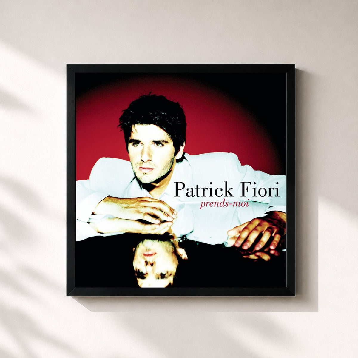 #noir Tableau carré de l'album Prends-moi de Patrick Fiori, cadre noir 32x32 cm