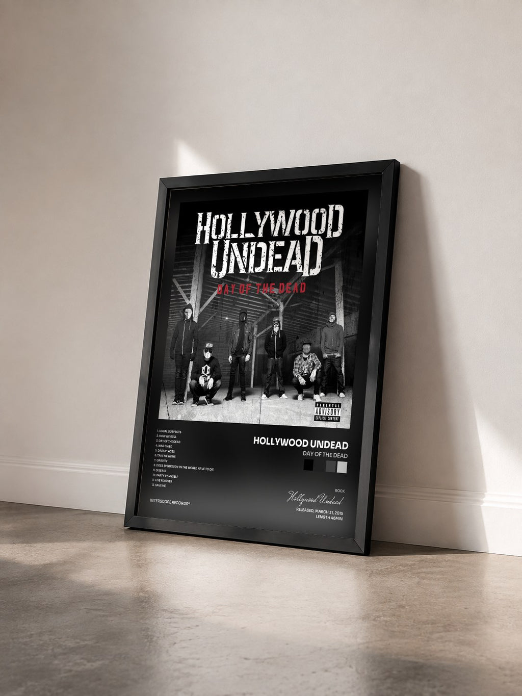 #noir Tableau de l'album Day Of The Dead de Hollywood Undead vu de trois quarts, cadre noir