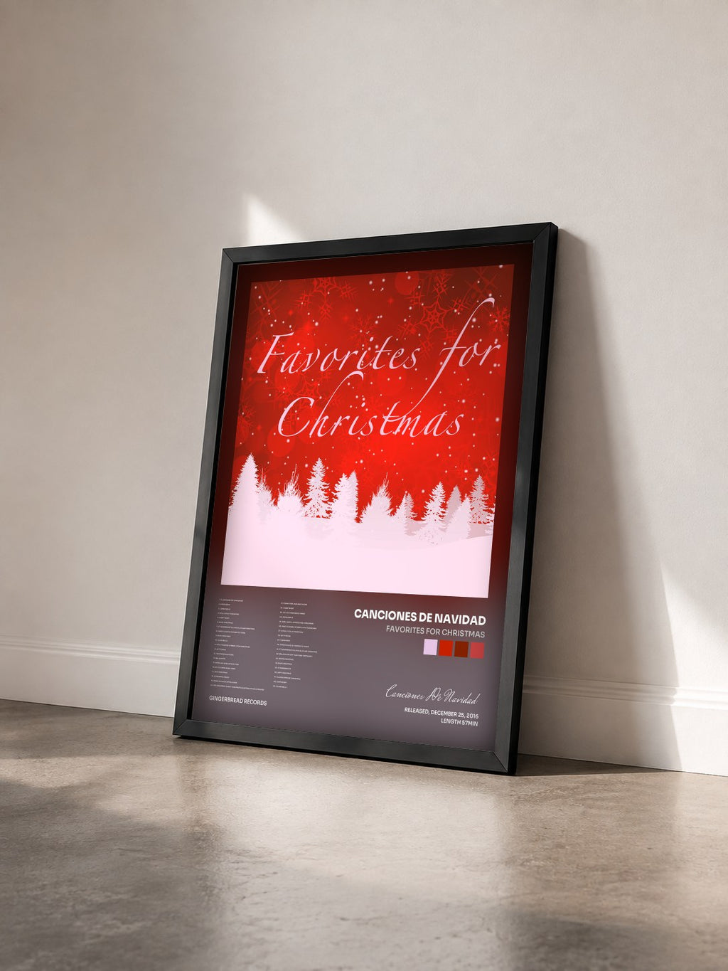 #noir Tableau de l'album Favorites for Christmas de Canciones De Navidad vu de trois quarts, cadre noir