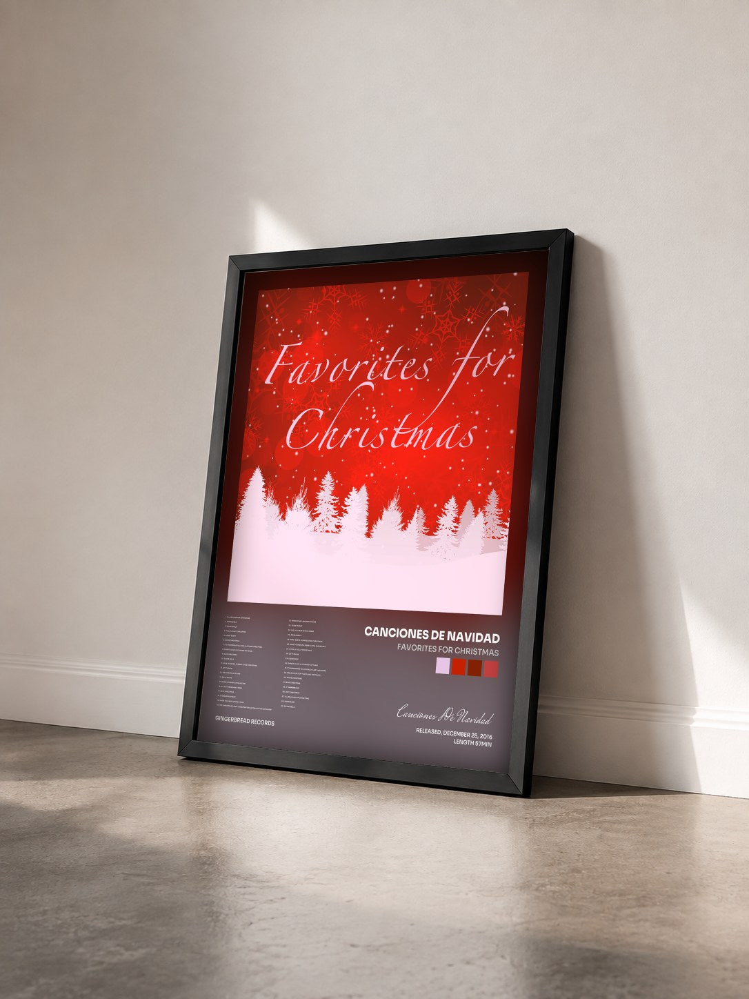 #noir Tableau de l'album Favorites for Christmas de Canciones De Navidad vu de trois quarts, cadre noir