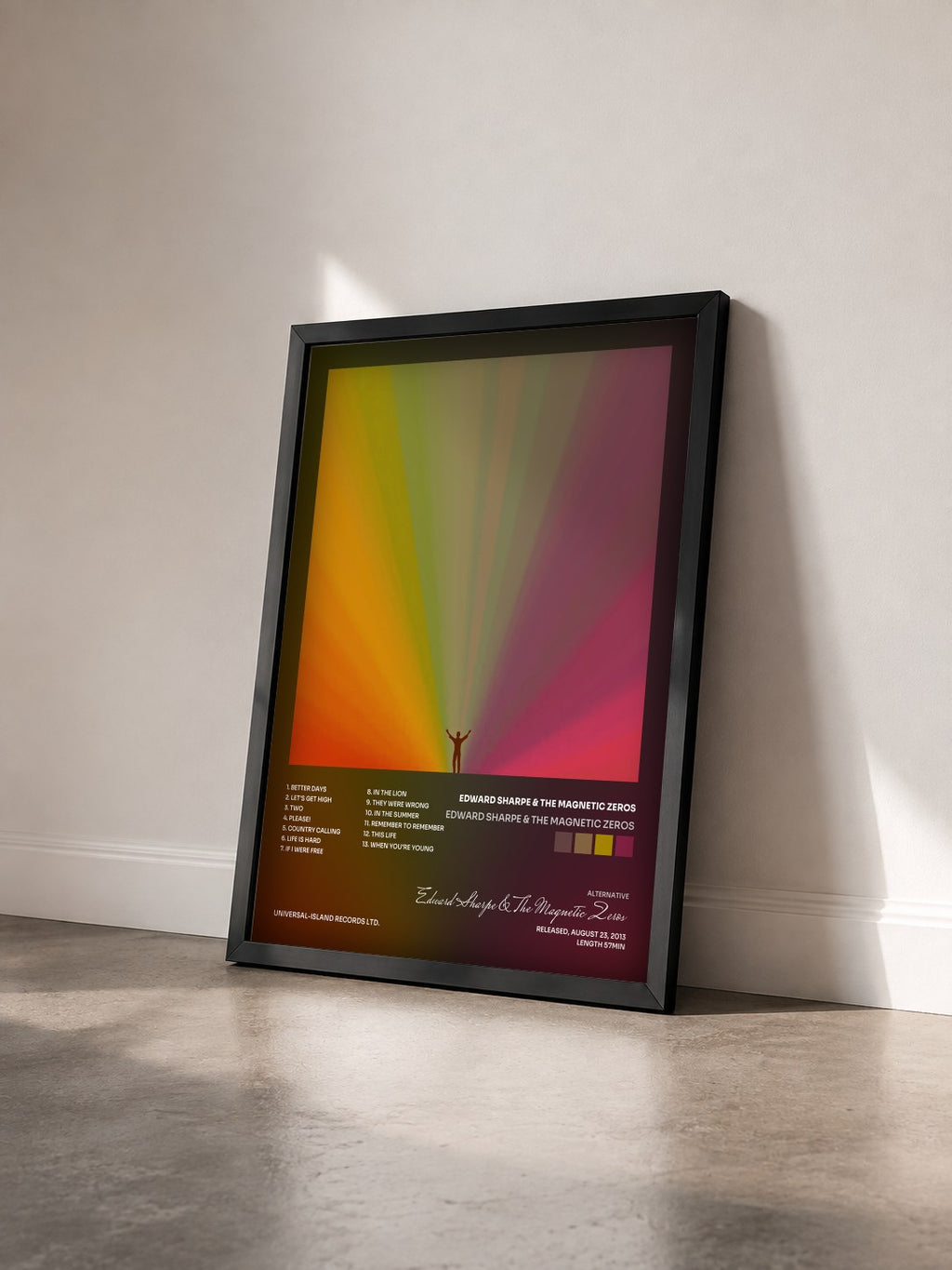 #noir Tableau de l'album Edward Sharpe & The Magnetic Zeros de Edward Sharpe & The Magnetic Zeros vu de trois quarts, cadre noir