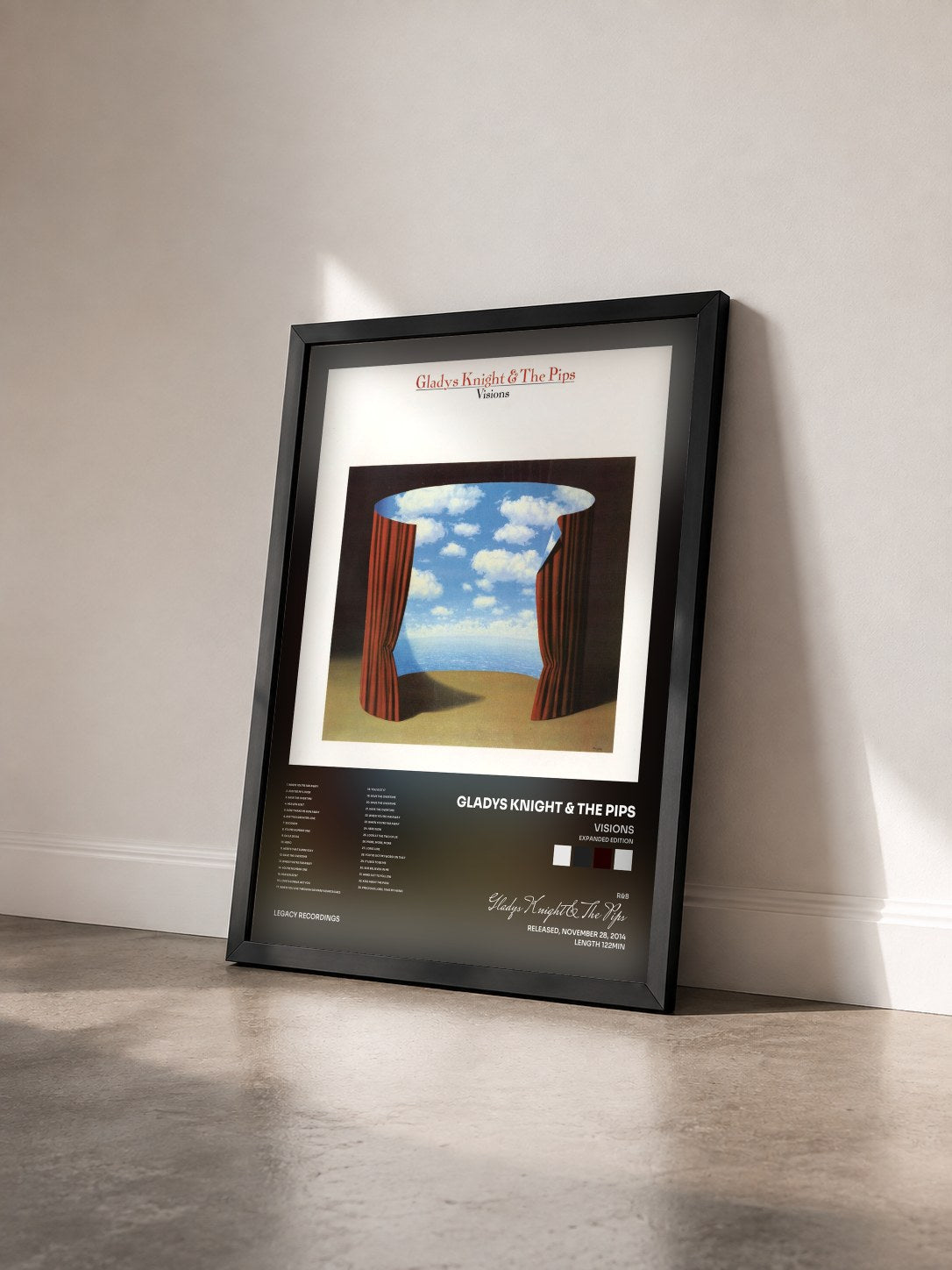 #noir Tableau de l'album Visions (Expanded Edition) de Gladys Knight & The Pips vu de trois quarts, cadre noir