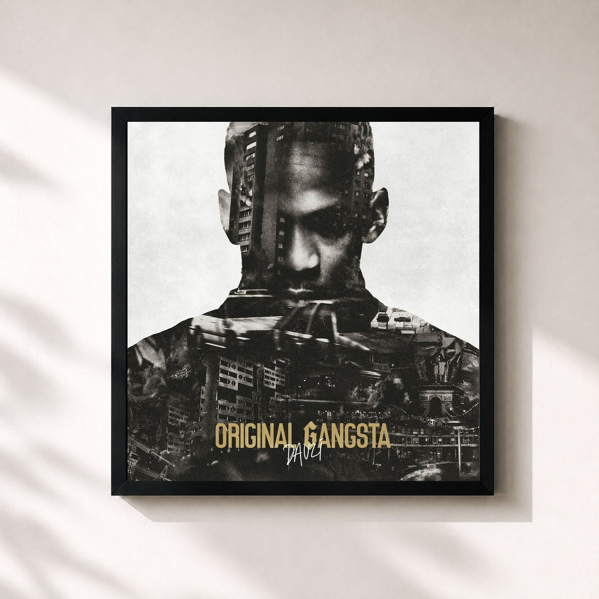 #noir ORIGINAL GANGSTA by DA Uzi as a square framed art print, black 32x32 cm frame