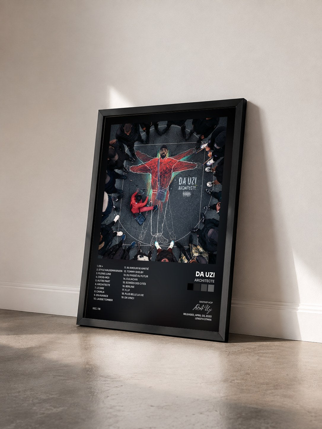 #noir Architecte by DA Uzi as a framed art print seen at an angle, black frame