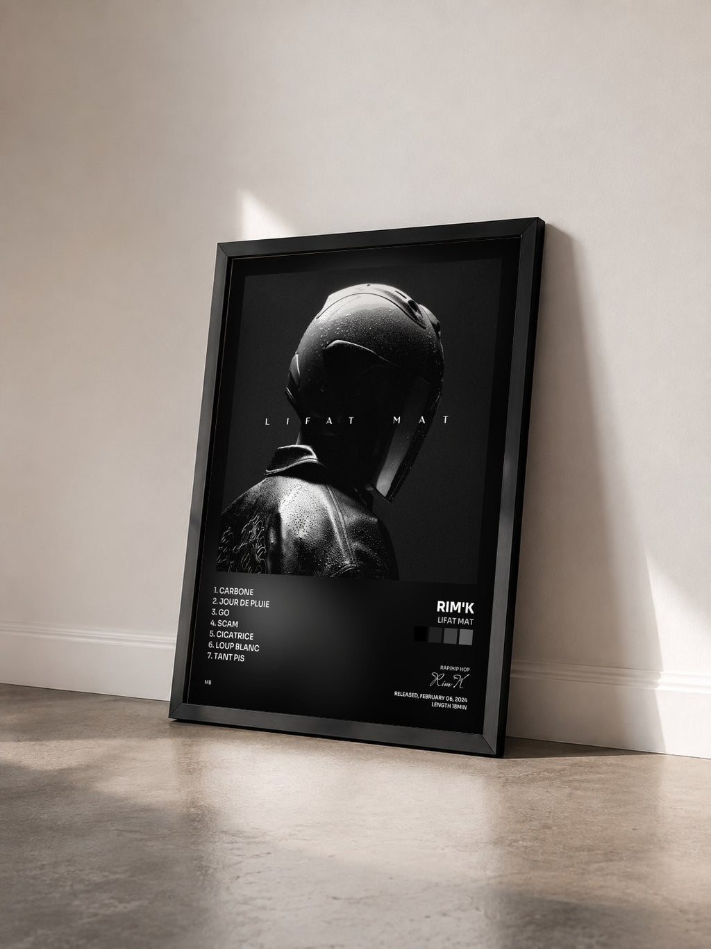 #noir Tableau de l'album Lifat Mat de Rim'K vu de trois quarts, cadre noir