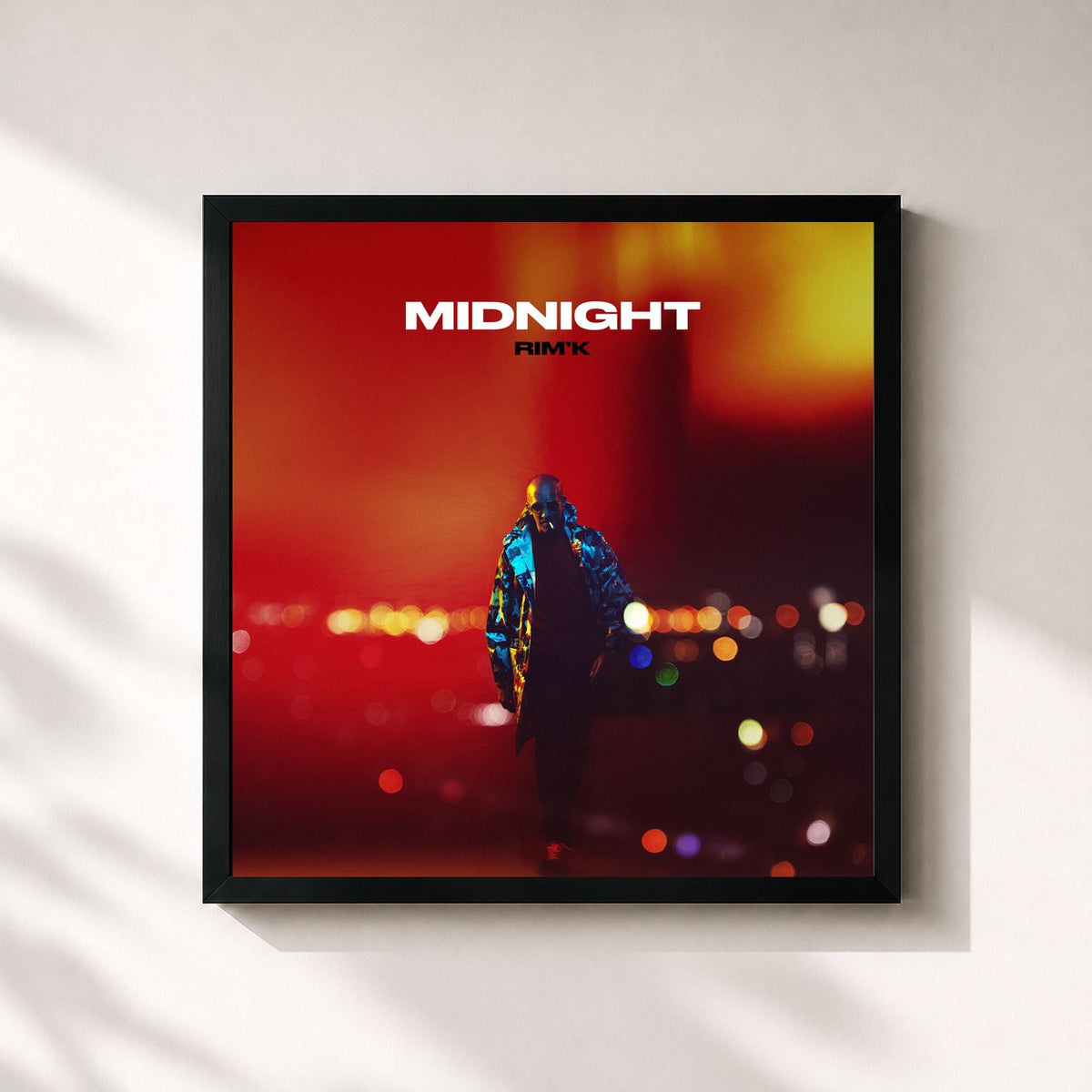 #noir Tableau carré de l'album Midnight de Rim'K, cadre noir 32x32 cm