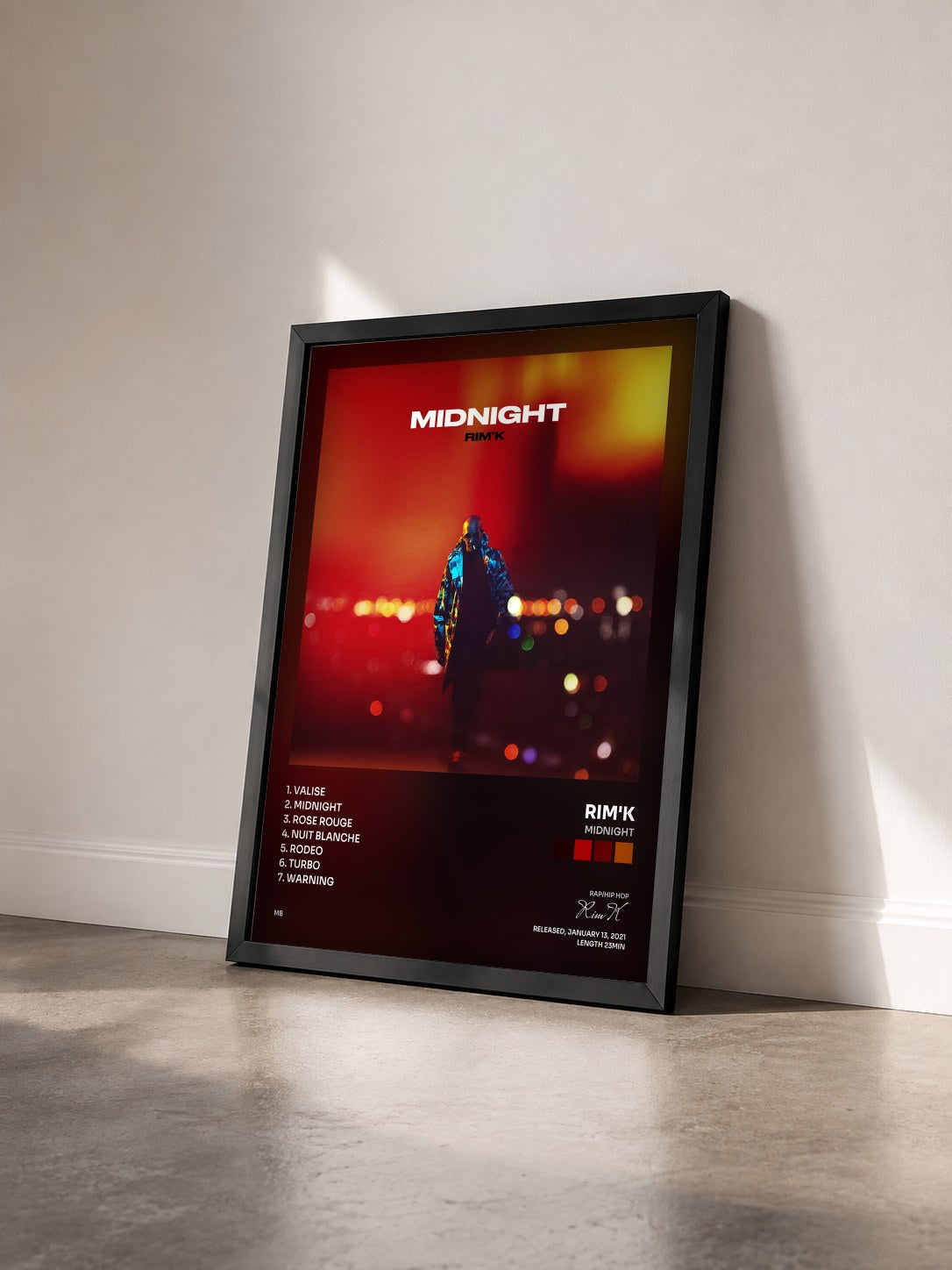 #noir Tableau de l'album Midnight de Rim'K vu de trois quarts, cadre noir