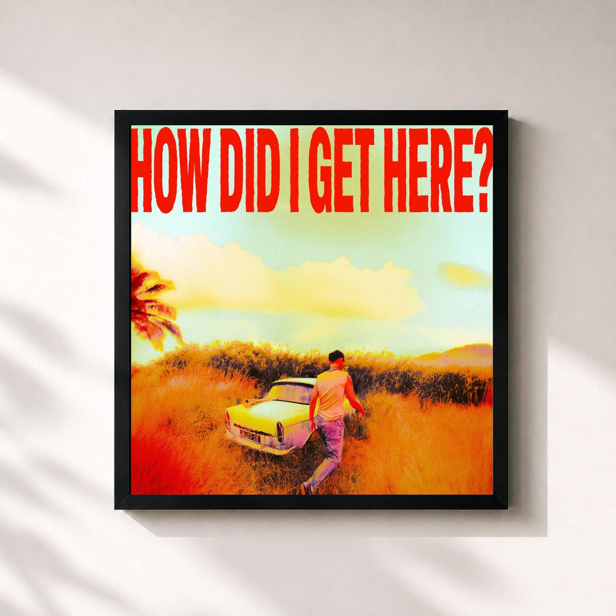 #noir How Did I Get Here? di Louis Tomlinson in stampa quadrata incorniciata, cornice nera 32x32 cm