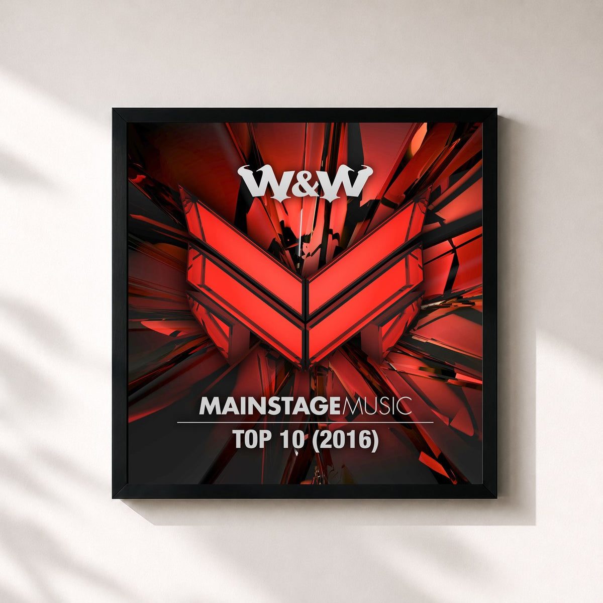 #noir Tableau carré de l'album Mainstage Music Top 10 (2016) de W&W, cadre noir 32x32 cm