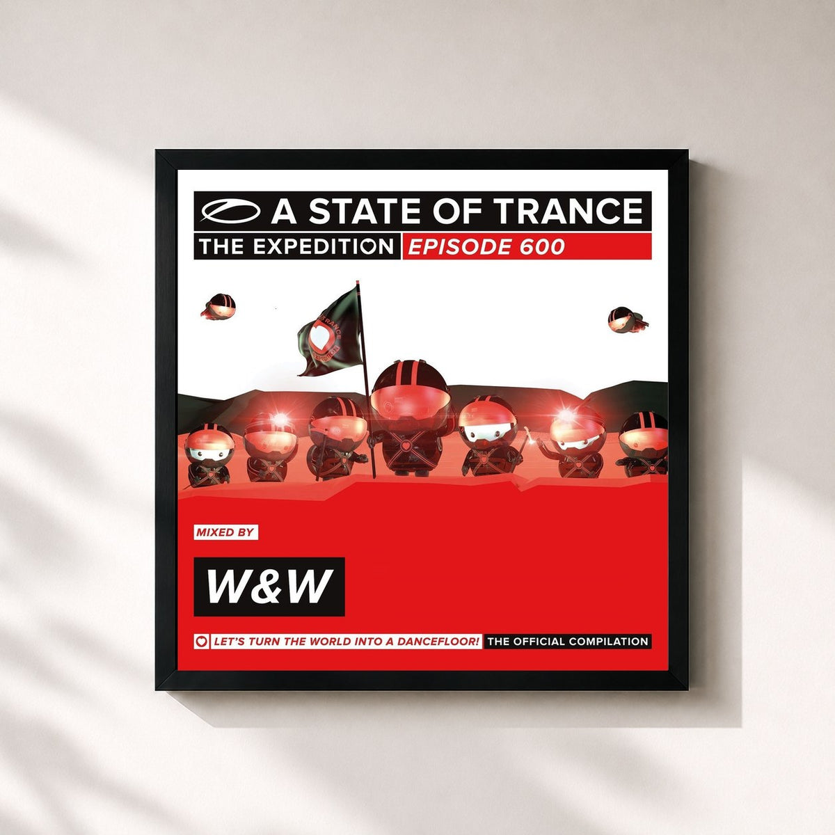 #noir Tableau carré de l'album A State Of Trance 600 - The Expedition (Mixed by W&W) de W&W, cadre noir 32x32 cm