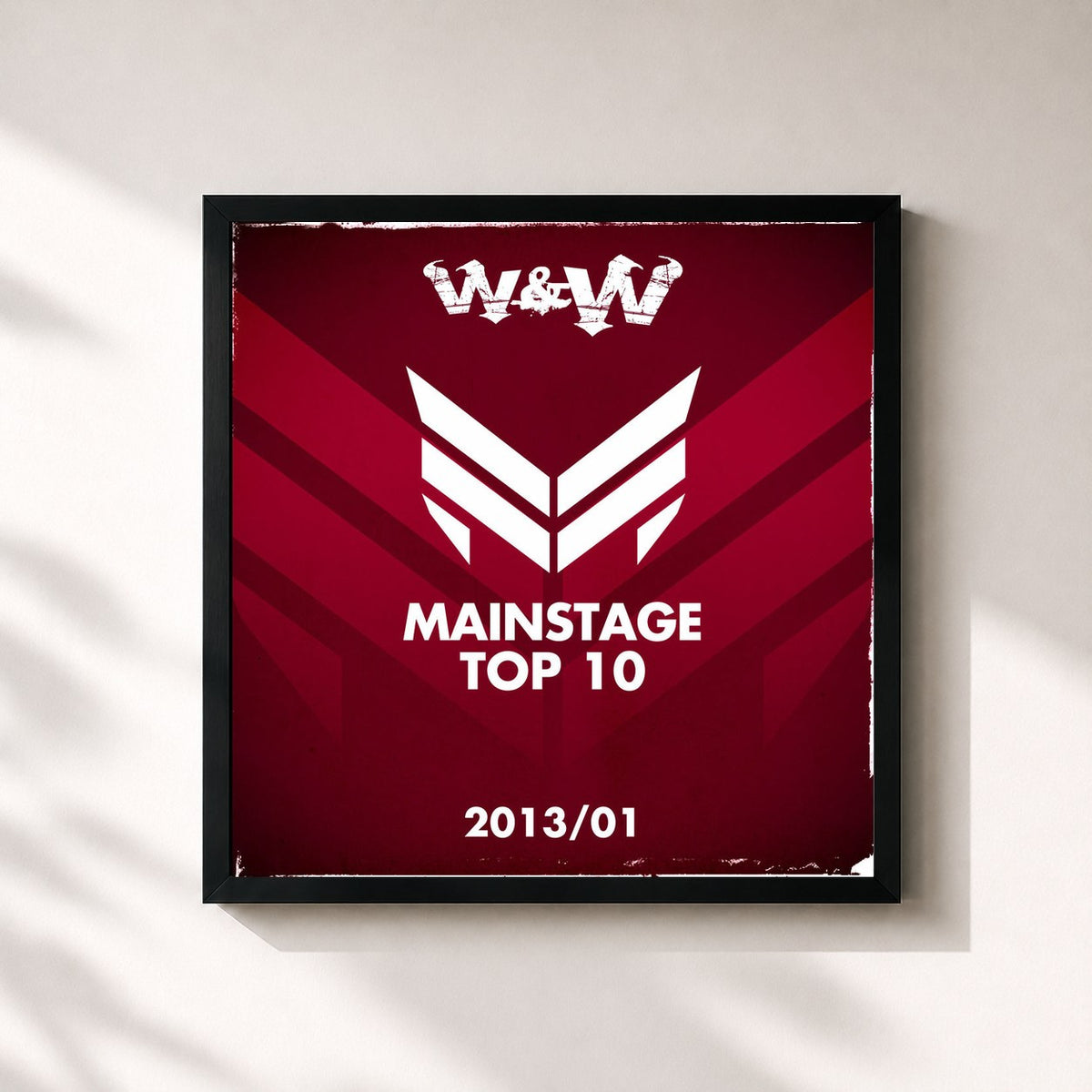 #noir Tableau carré de l'album Mainstage Top 10 - 2013-01 de W&W, cadre noir 32x32 cm