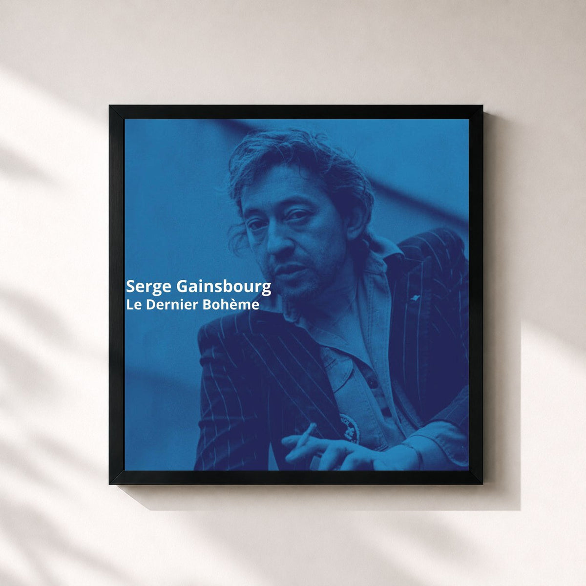 #noir Tableau carré de l'album Le Dernier Bohème de Serge Gainsbourg, cadre noir 32x32 cm