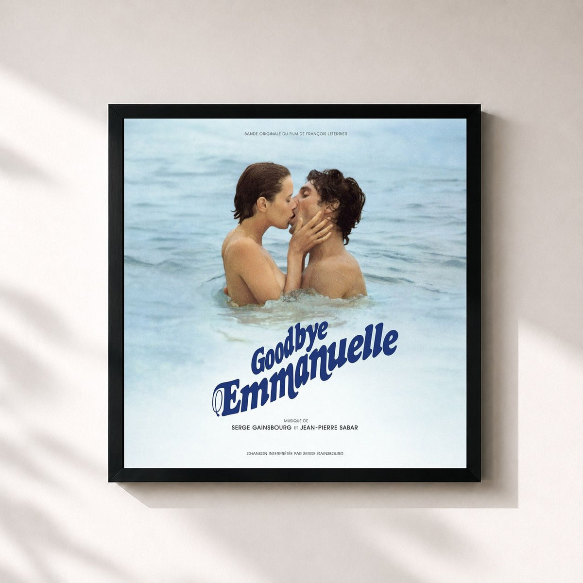 #noir Tableau carré de l'album Goodbye Emmanuelle (Bande originale du film) de Serge Gainsbourg, cadre noir 32x32 cm