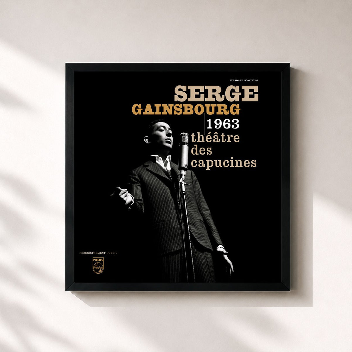 #noir Tableau carré de l'album Theatre Des Capucines de Serge Gainsbourg, cadre noir 32x32 cm