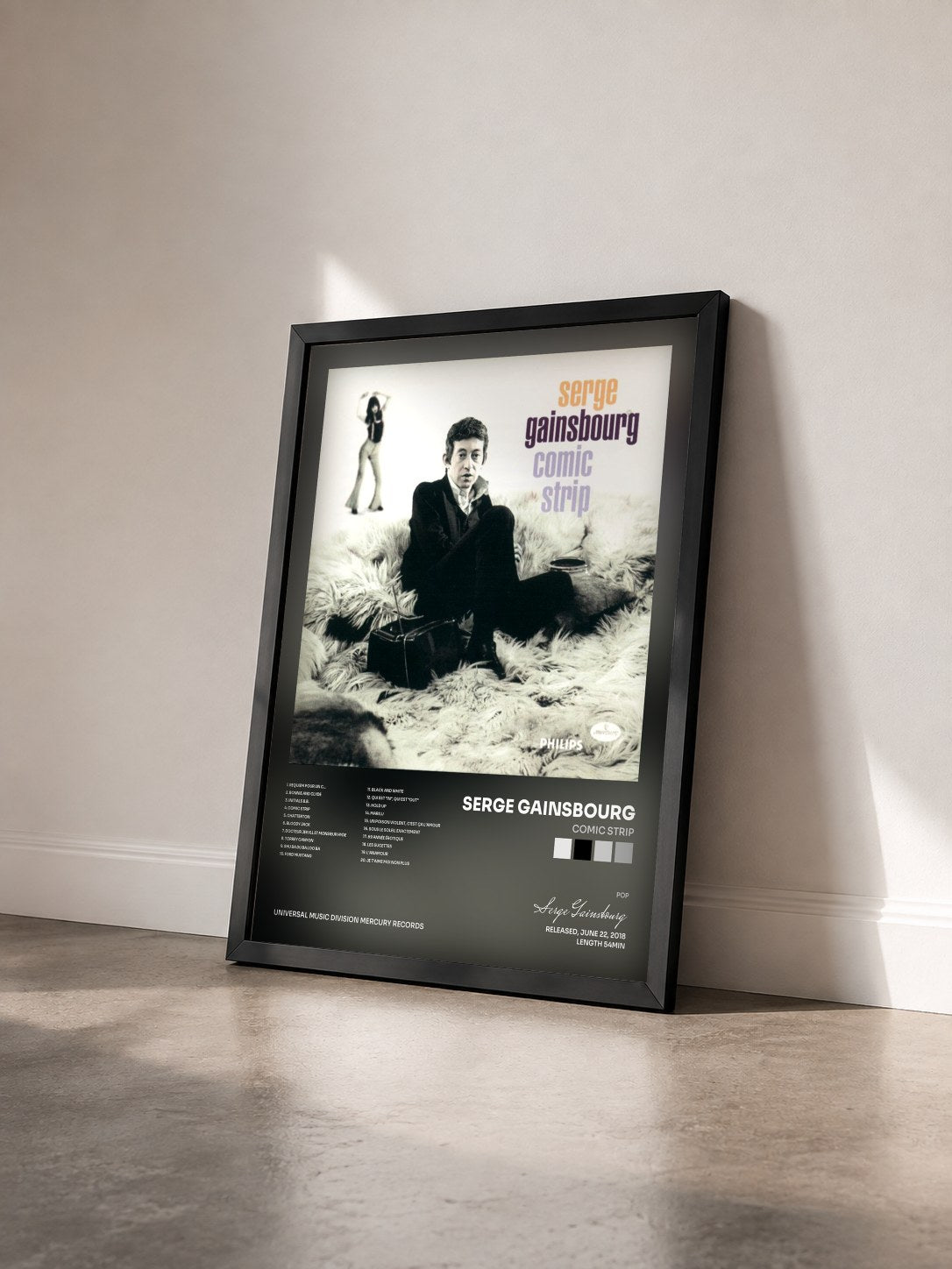 #noir Tableau de l'album Comic Strip de Serge Gainsbourg vu de trois quarts, cadre noir