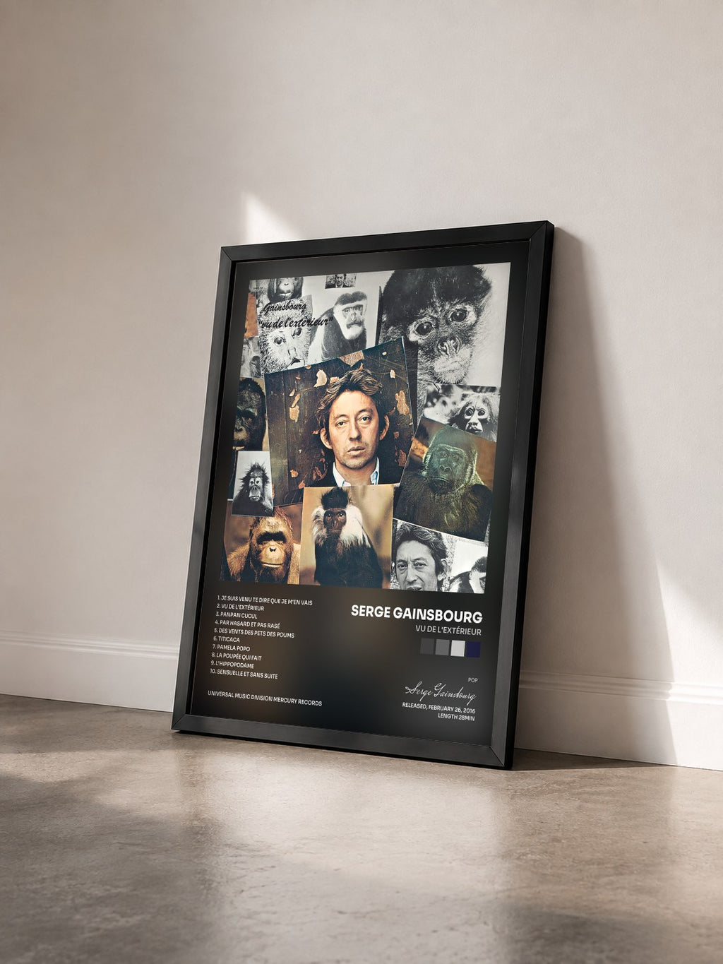#noir Tableau de l'album Vu de l'extérieur de Serge Gainsbourg vu de trois quarts, cadre noir