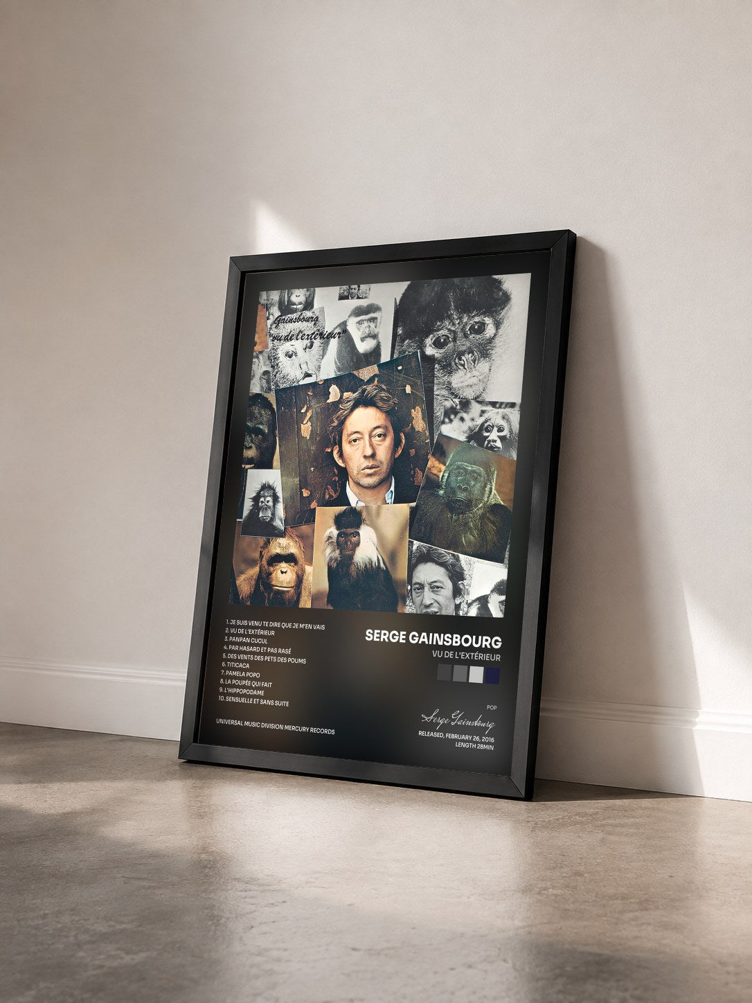 #noir Tableau de l'album Vu de l'extérieur de Serge Gainsbourg vu de trois quarts, cadre noir