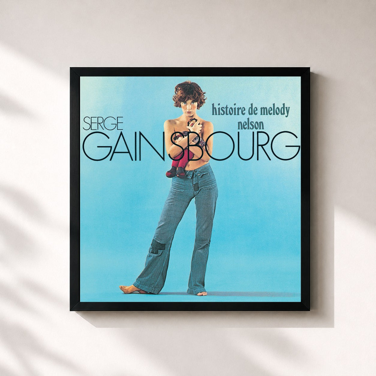 #noir Tableau carré de l'album Histoire de Melody Nelson de Serge Gainsbourg, cadre noir 32x32 cm