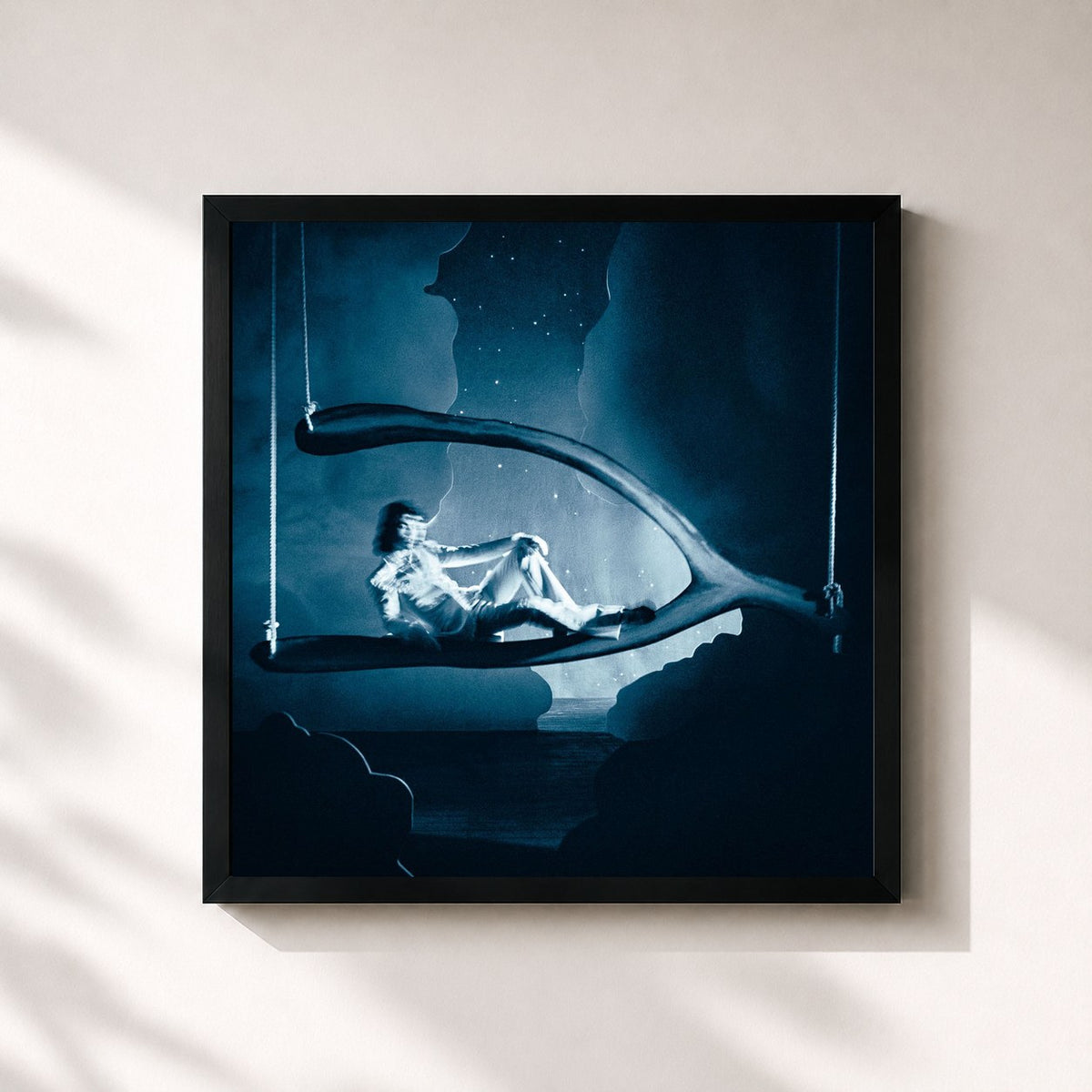 #noir Tableau carré de l'album Wishbone Deluxe de Conan Gray, cadre noir 32x32 cm