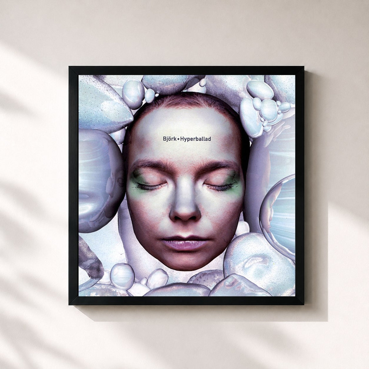 #noir Tableau carré de l'album Hyperballad (Remixes) de Björk, cadre noir 32x32 cm