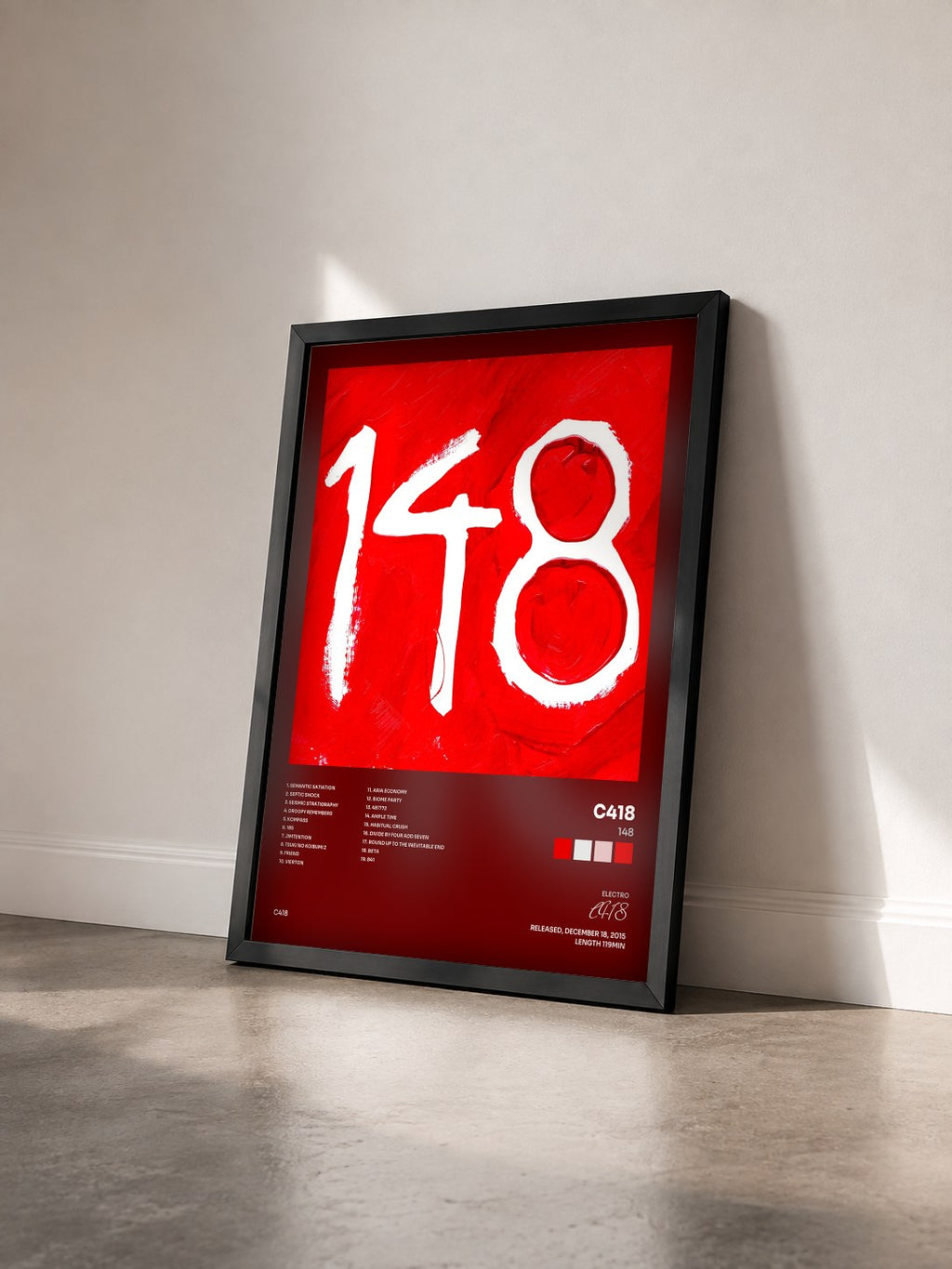 #noir Tableau de l'album 148 de C418 vu de trois quarts, cadre noir