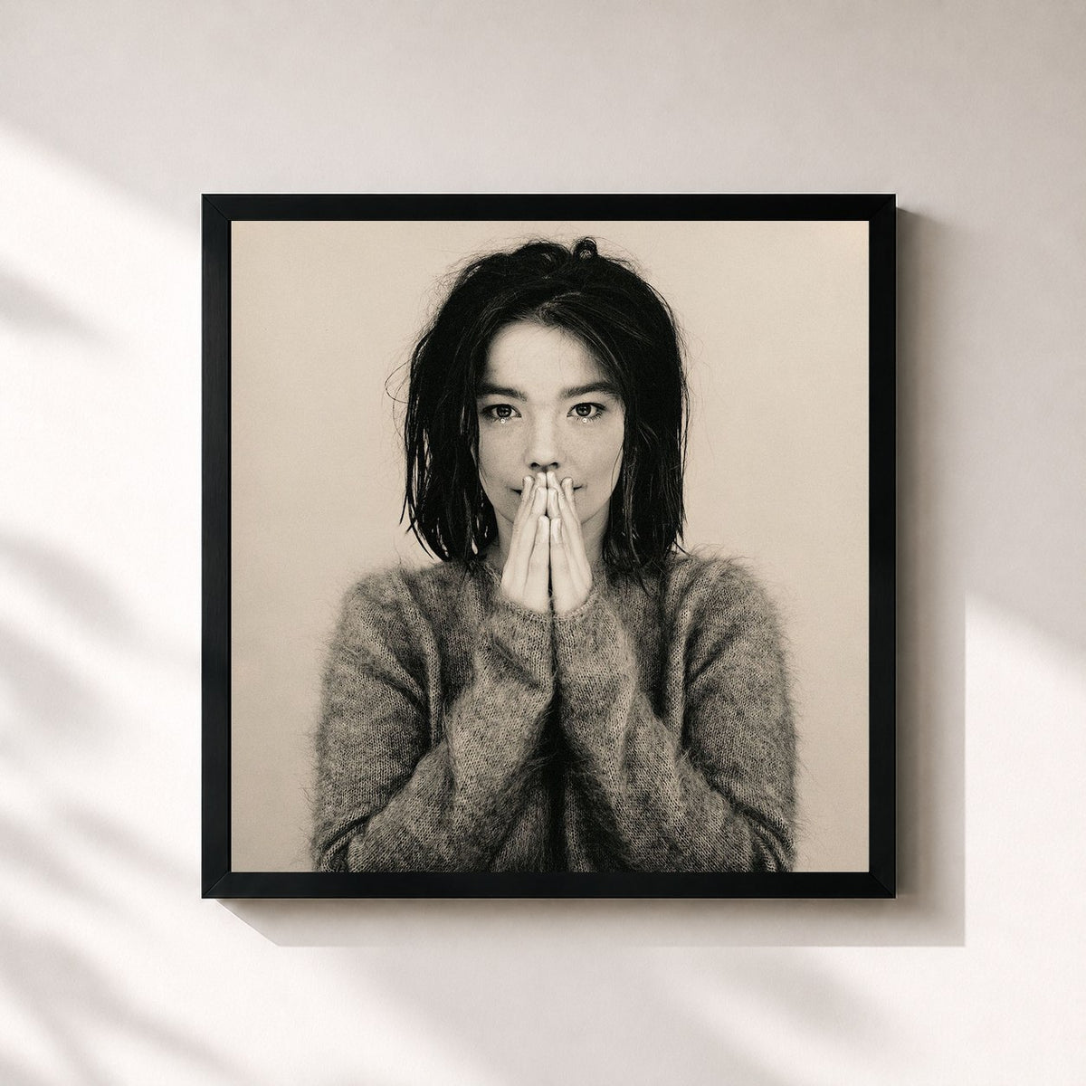 #noir Tableau carré de l'album Debut de Björk, cadre noir 32x32 cm