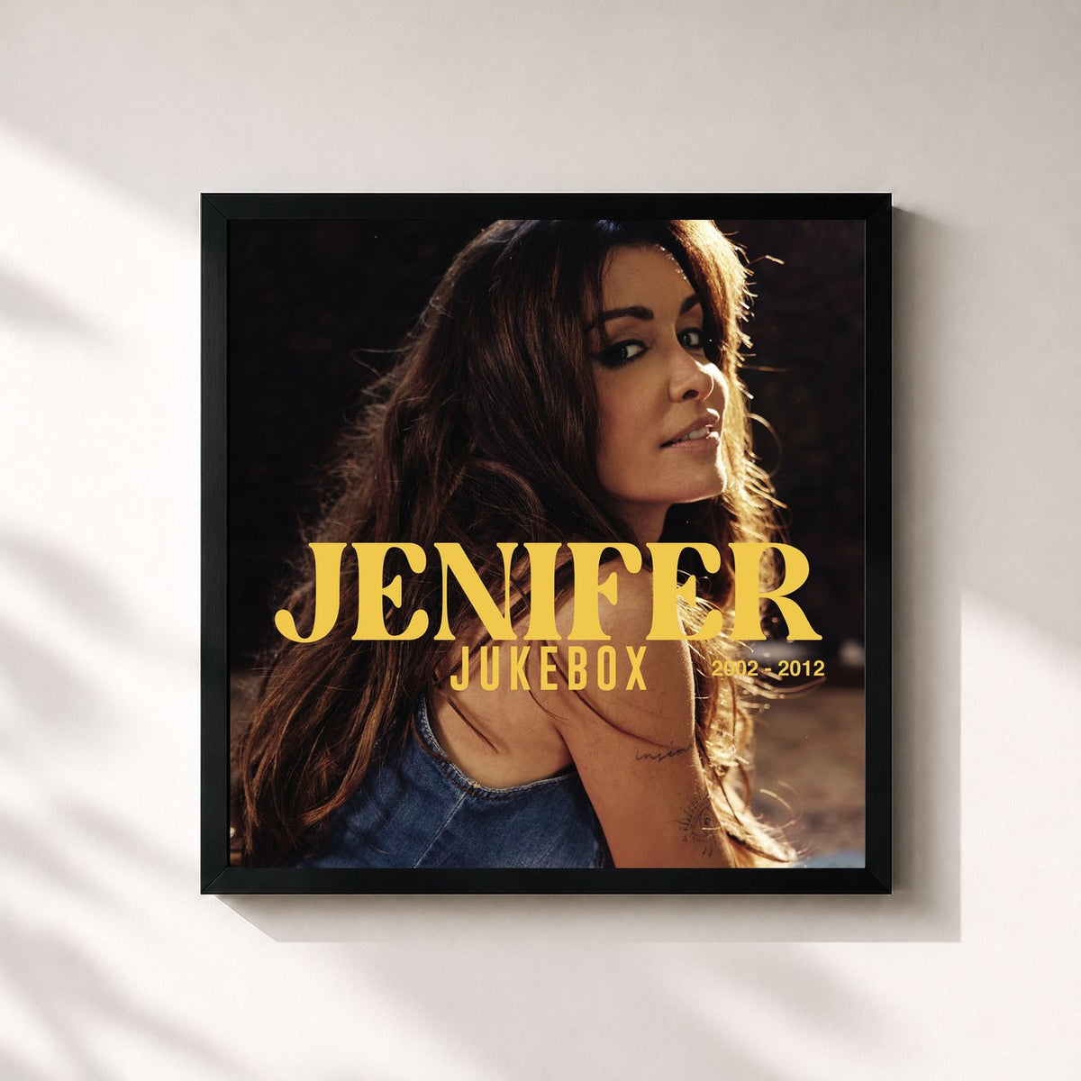 #noir Tableau carré de l'album JUKEBOX de Jenifer, cadre noir 32x32 cm