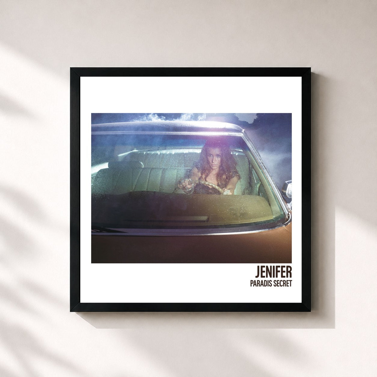 #noir Tableau carré de l'album Paradis secret de Jenifer, cadre noir 32x32 cm