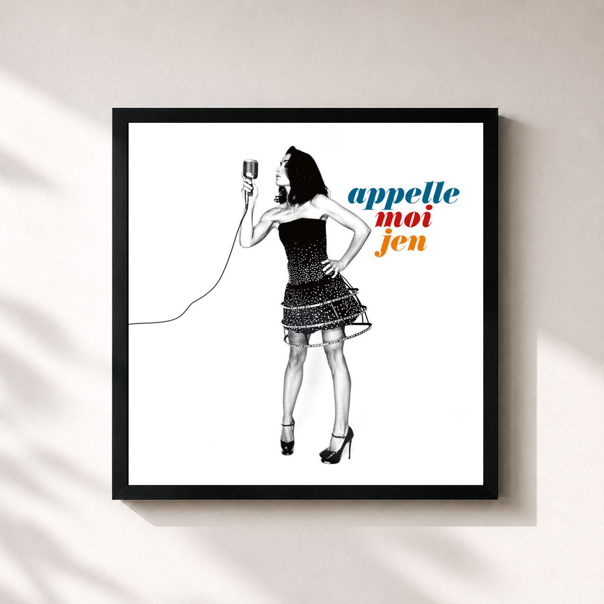 #noir Tableau carré de l'album Appelle-Moi Jen (Edition Collector) de Jenifer, cadre noir 32x32 cm