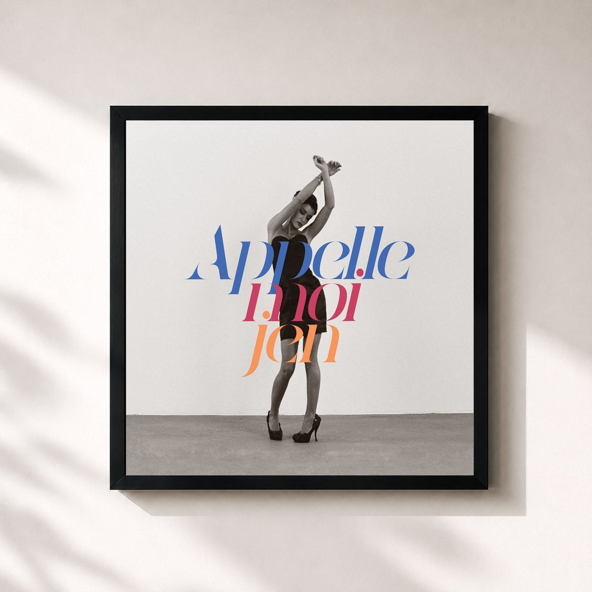 #noir Tableau carré de l'album Appelle-Moi Jen de Jenifer, cadre noir 32x32 cm