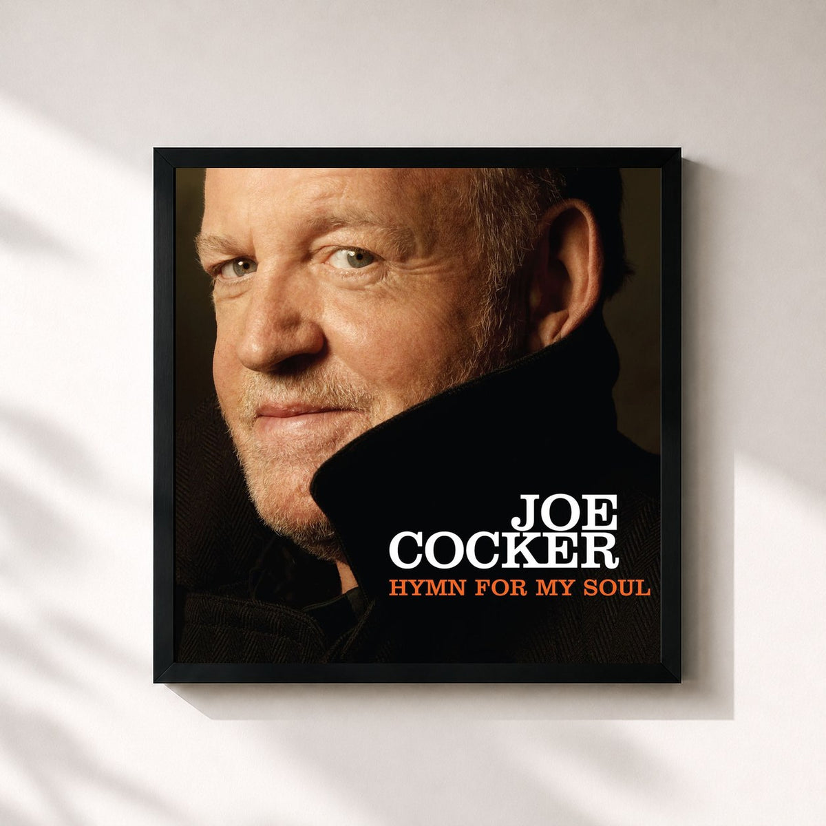 #noir Hymn for My Soul di Joe Cocker in stampa quadrata incorniciata, cornice nera 32x32 cm