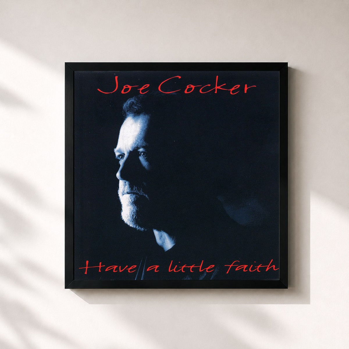 #noir Have a Little Faith di Joe Cocker in stampa quadrata incorniciata, cornice nera 32x32 cm