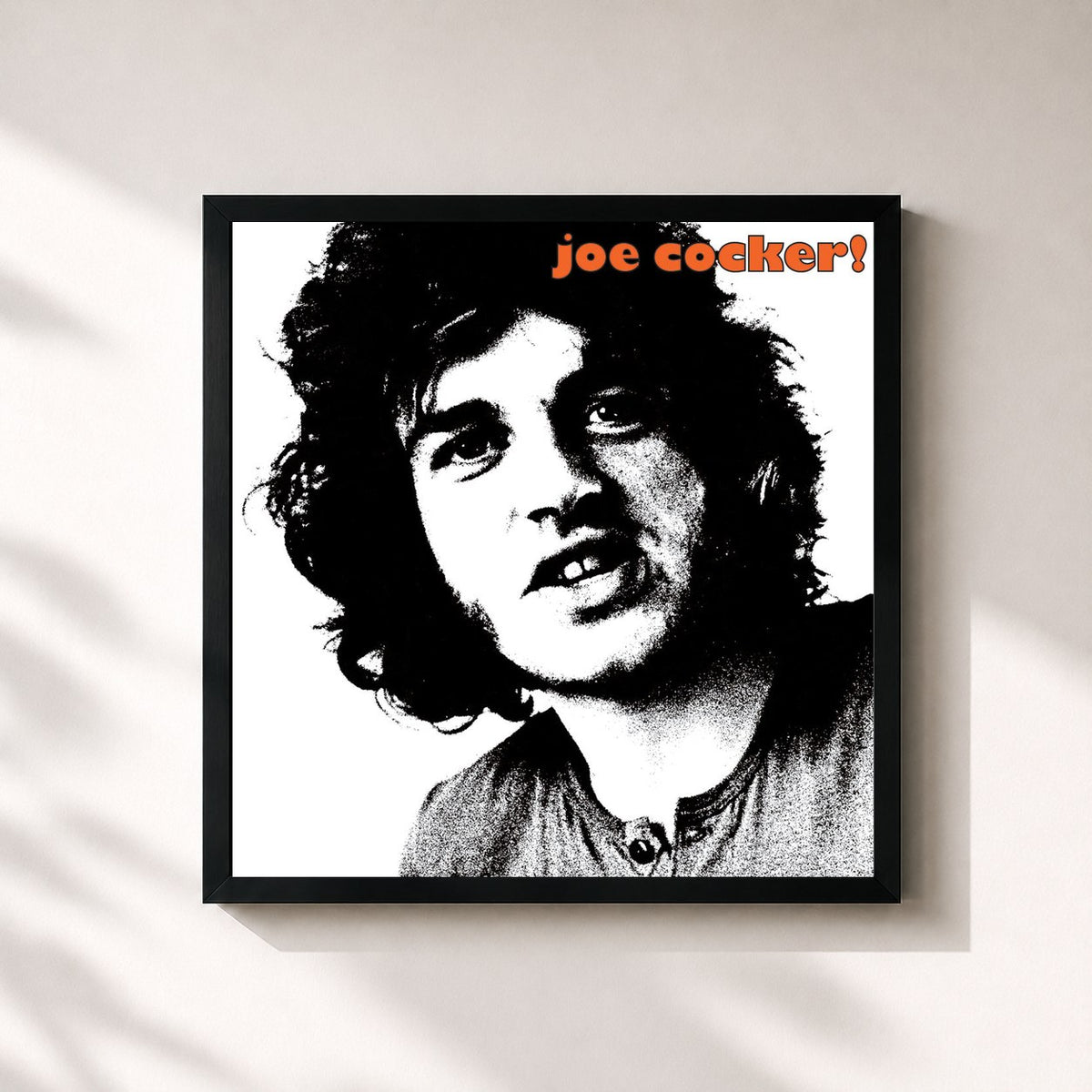 #noir Joe Cocker! di Joe Cocker in stampa quadrata incorniciata, cornice nera 32x32 cm