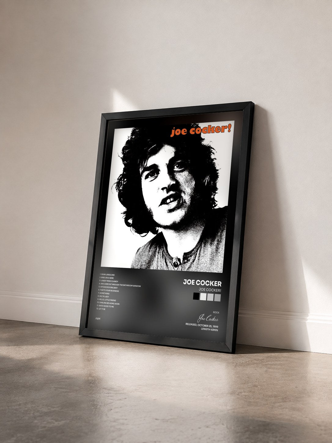 #noir Joe Cocker! di Joe Cocker in stampa incorniciata vista di tre quarti, cornice nera