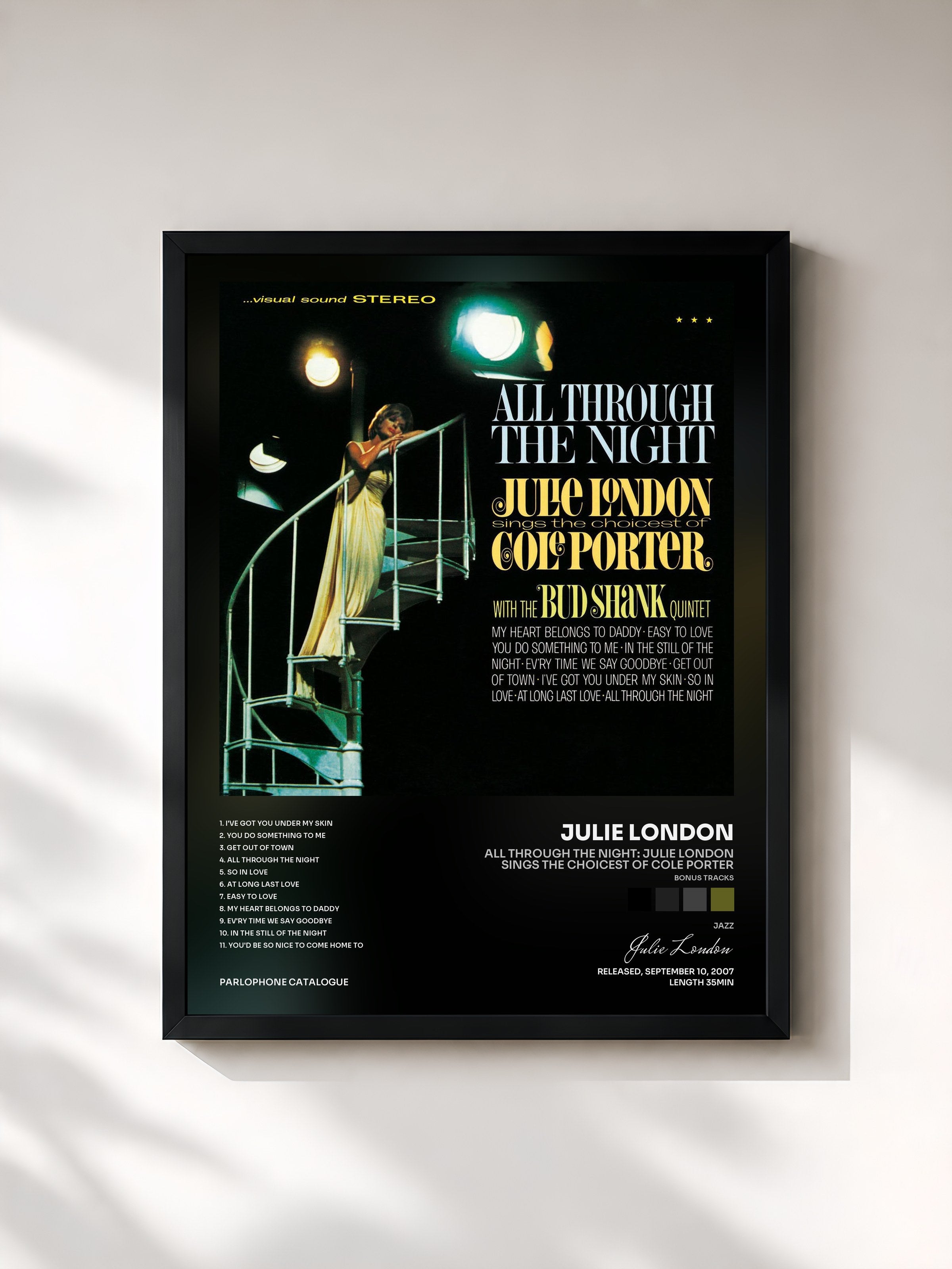 #noir Tableau de l'album All Through The Night: Julie London Sings The Choicest Of Cole Porter (Bonus Tracks) de Julie London, cadre noir, imprimé et encadré en France