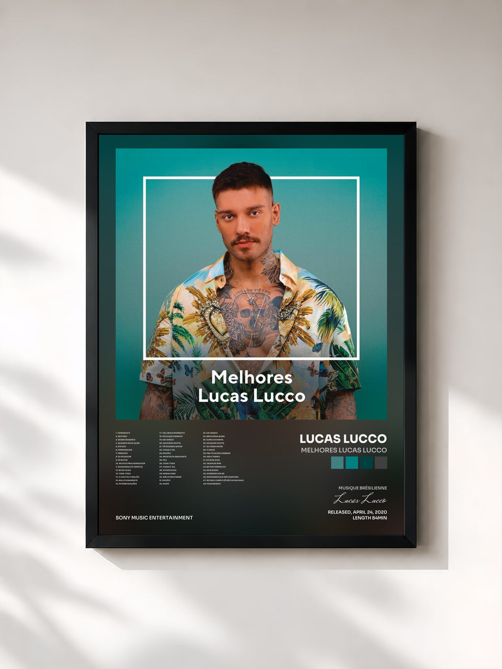 #noir Tableau de l'album Melhores Lucas Lucco de Lucas Lucco, cadre noir, imprimé et encadré en France