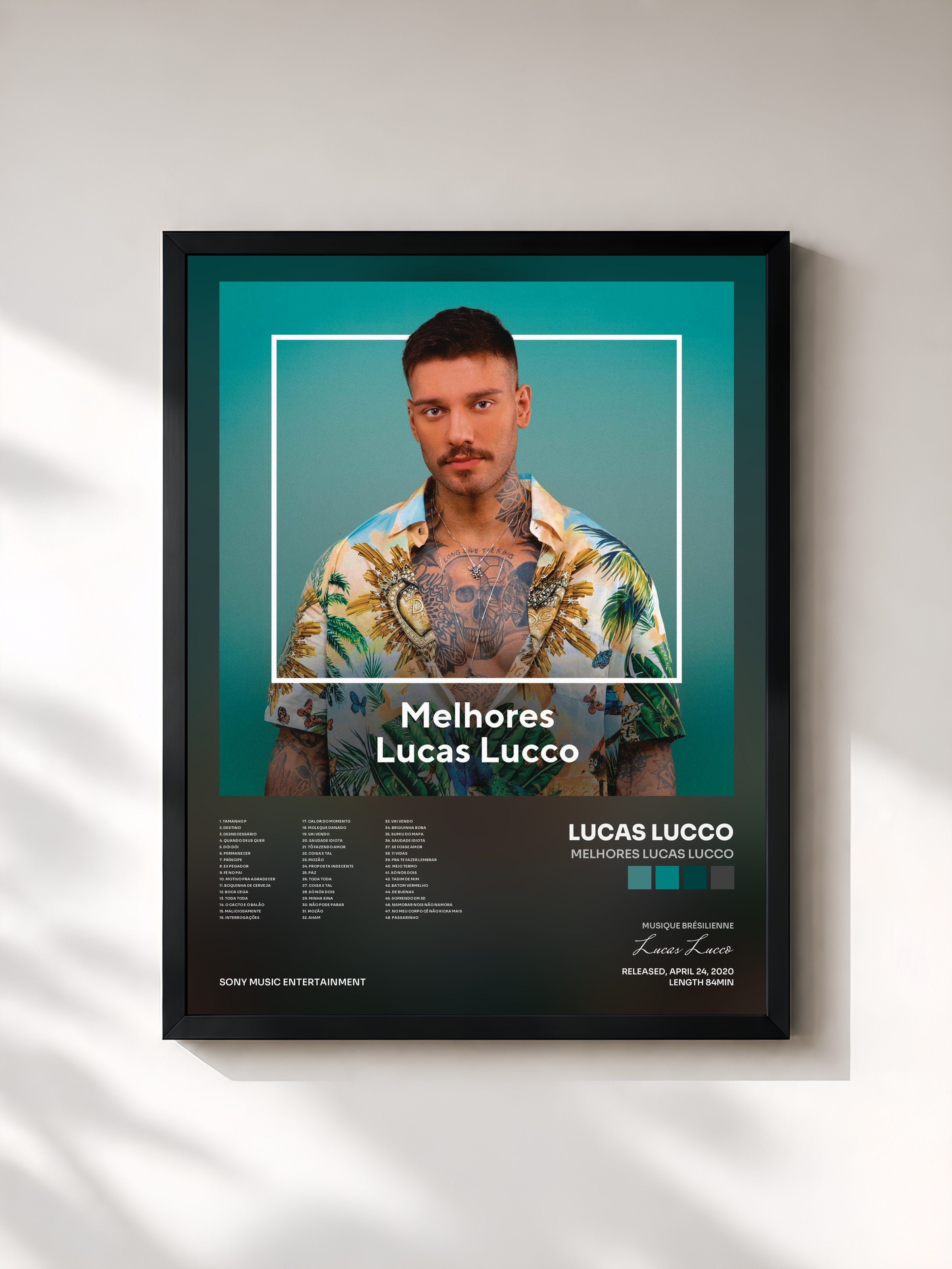 #noir Tableau de l'album Melhores Lucas Lucco de Lucas Lucco, cadre noir, imprimé et encadré en France