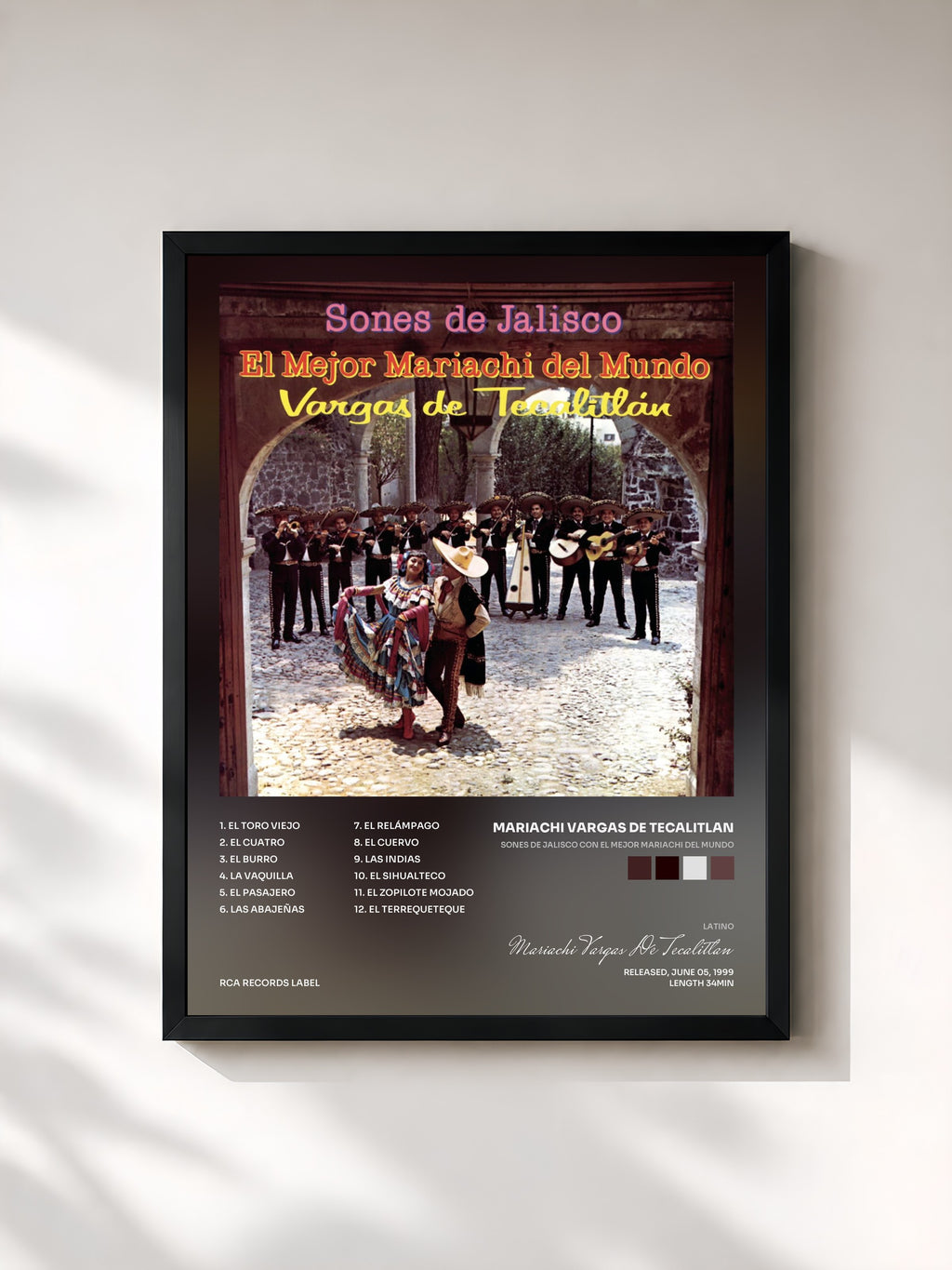 #noir Sones De Jalisco Con El Mejor Mariachi Del Mundo von Mariachi Vargas De Tecalitlan als gerahmter Kunstdruck, schwarzer Rahmen, gedruckt und gerahmt in Frankreich