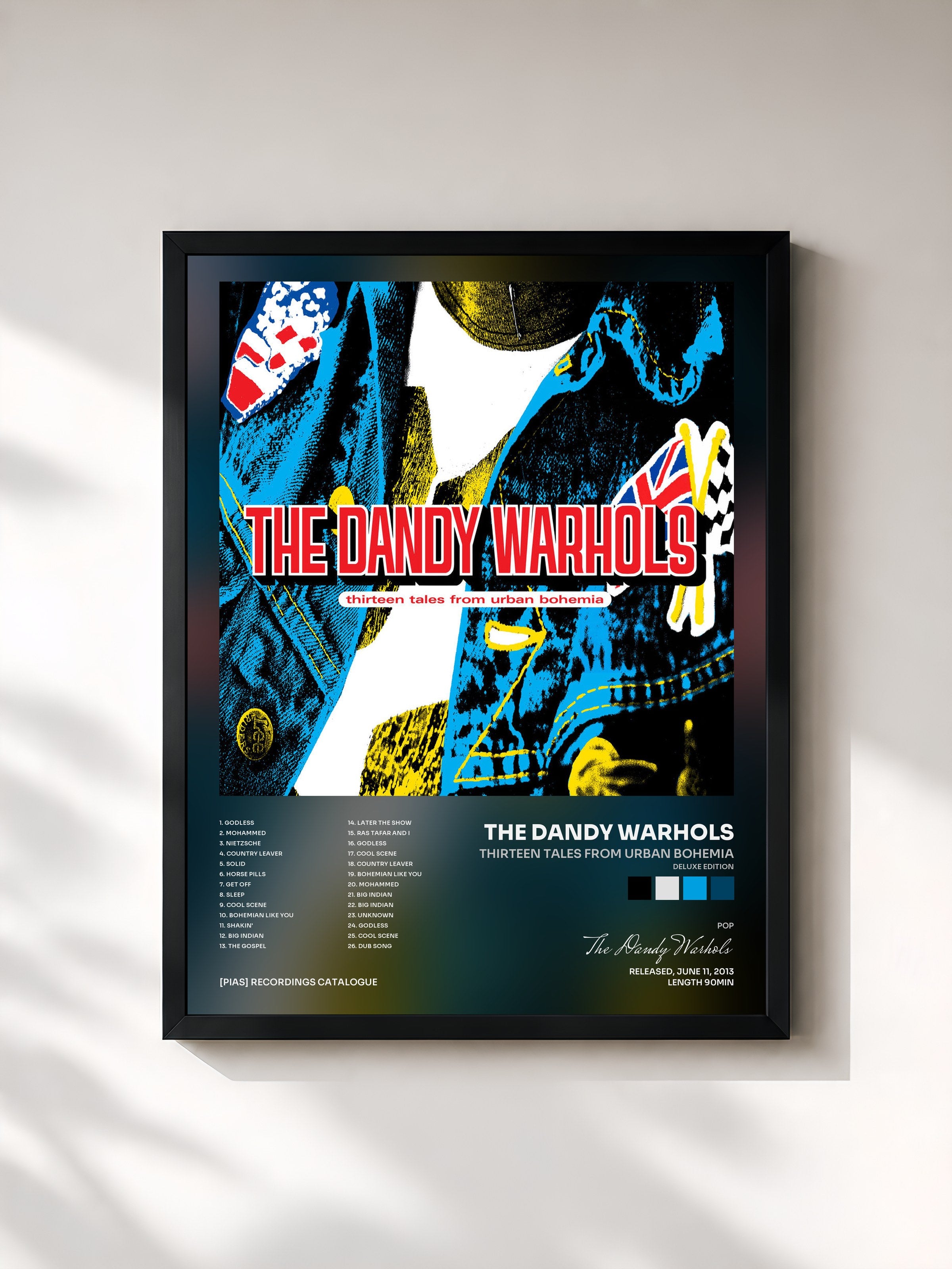 #noir Tableau de l'album Thirteen Tales From Urban Bohemia (Deluxe Edition) de The Dandy Warhols, cadre noir, imprimé et encadré en France