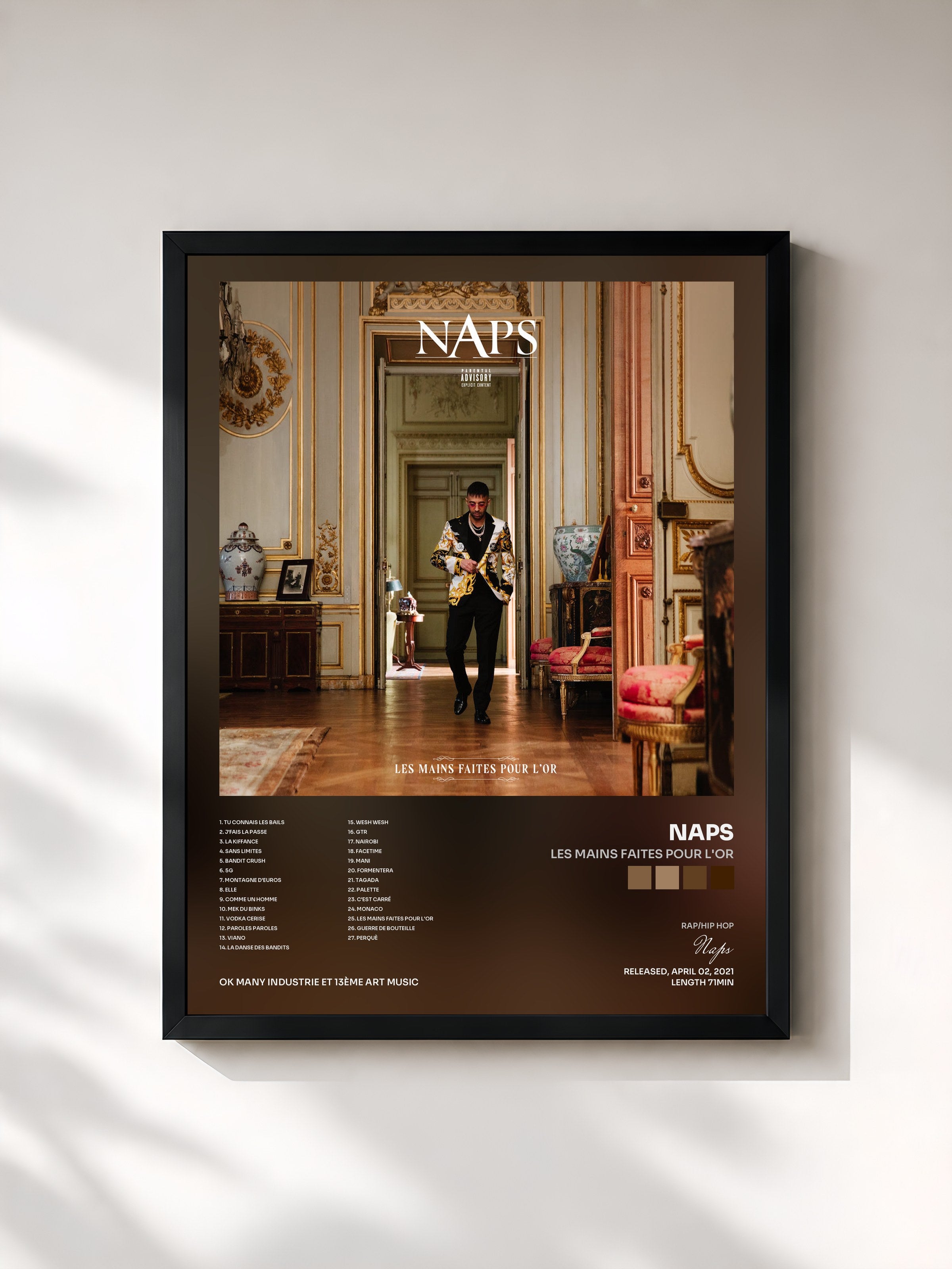 #noir Tableau de l'album Les mains faites pour l'or de Naps, cadre noir, imprimé et encadré en France