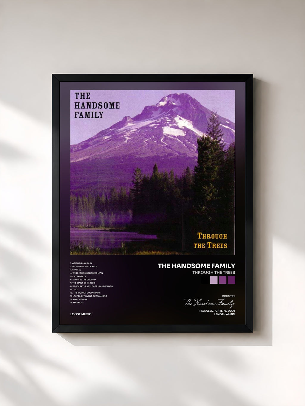 #noir Tableau de l'album Through the Trees de The Handsome Family, cadre noir, imprimé et encadré en France