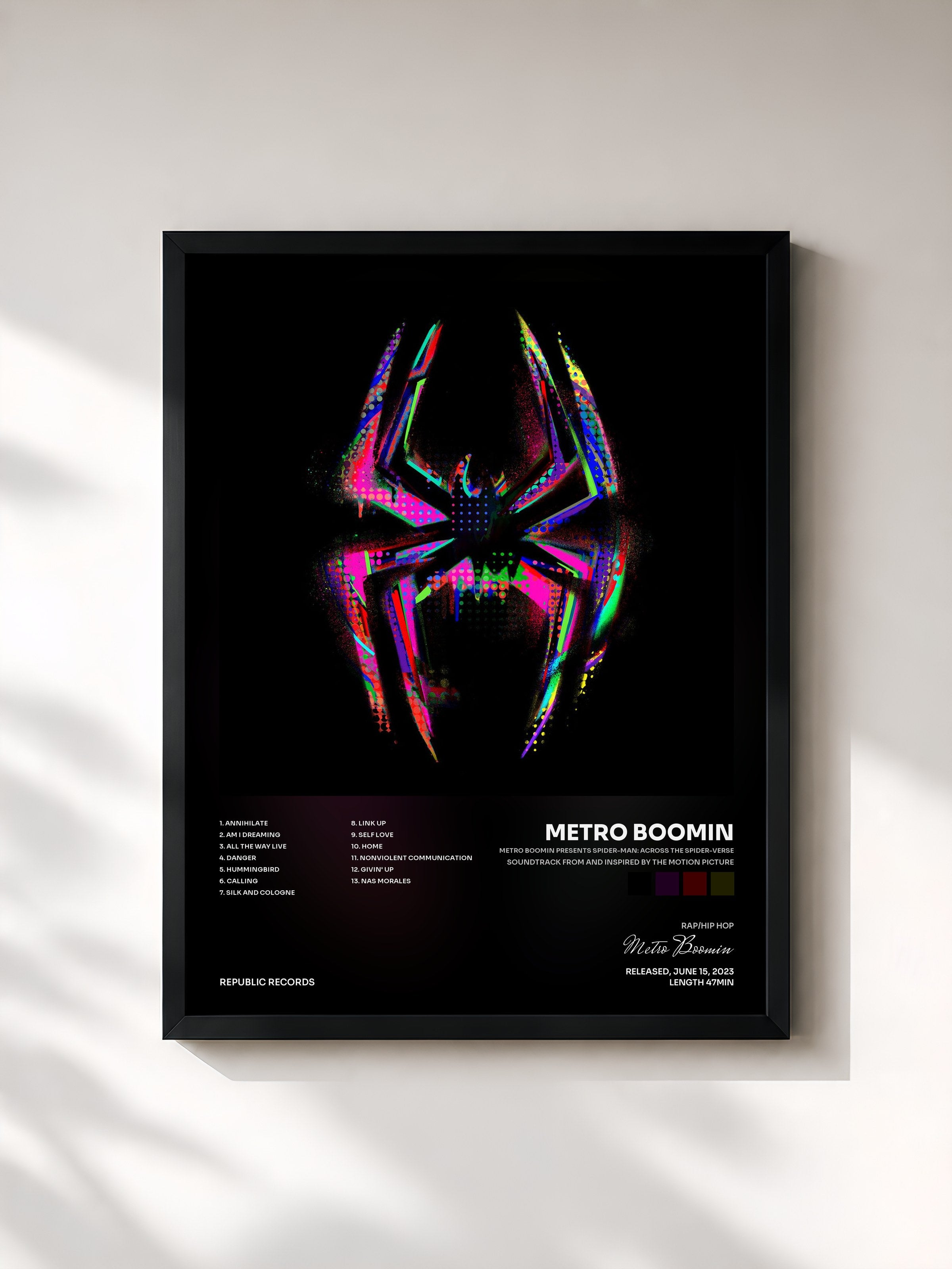 #noir METRO BOOMIN PRESENTS SPIDER-MAN: ACROSS THE SPIDER-VERSE (SOUNDTRACK FROM AND INSPIRED BY THE MOTION PICTURE) by Metro Boomin as a framed art print, black frame, printed and framed in France