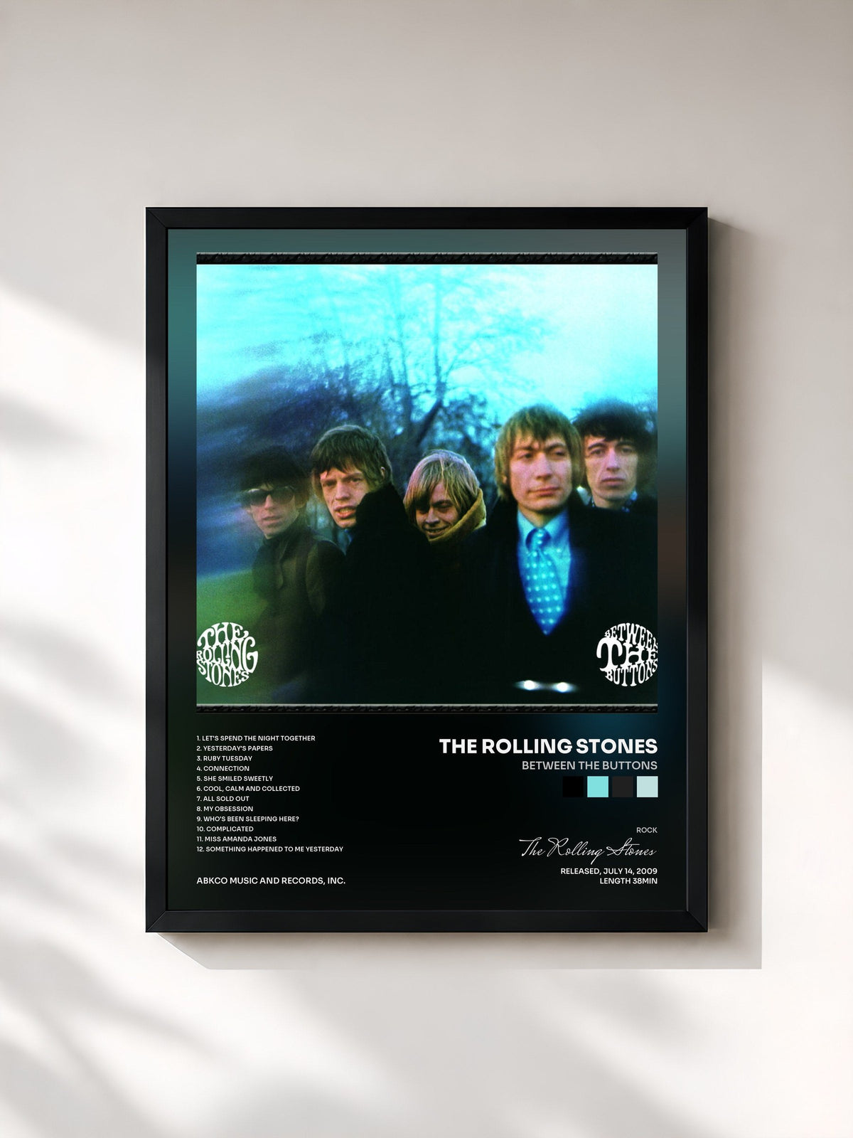 #noir Tableau de l'album Between The Buttons de The Rolling Stones, cadre noir, imprimé et encadré en France