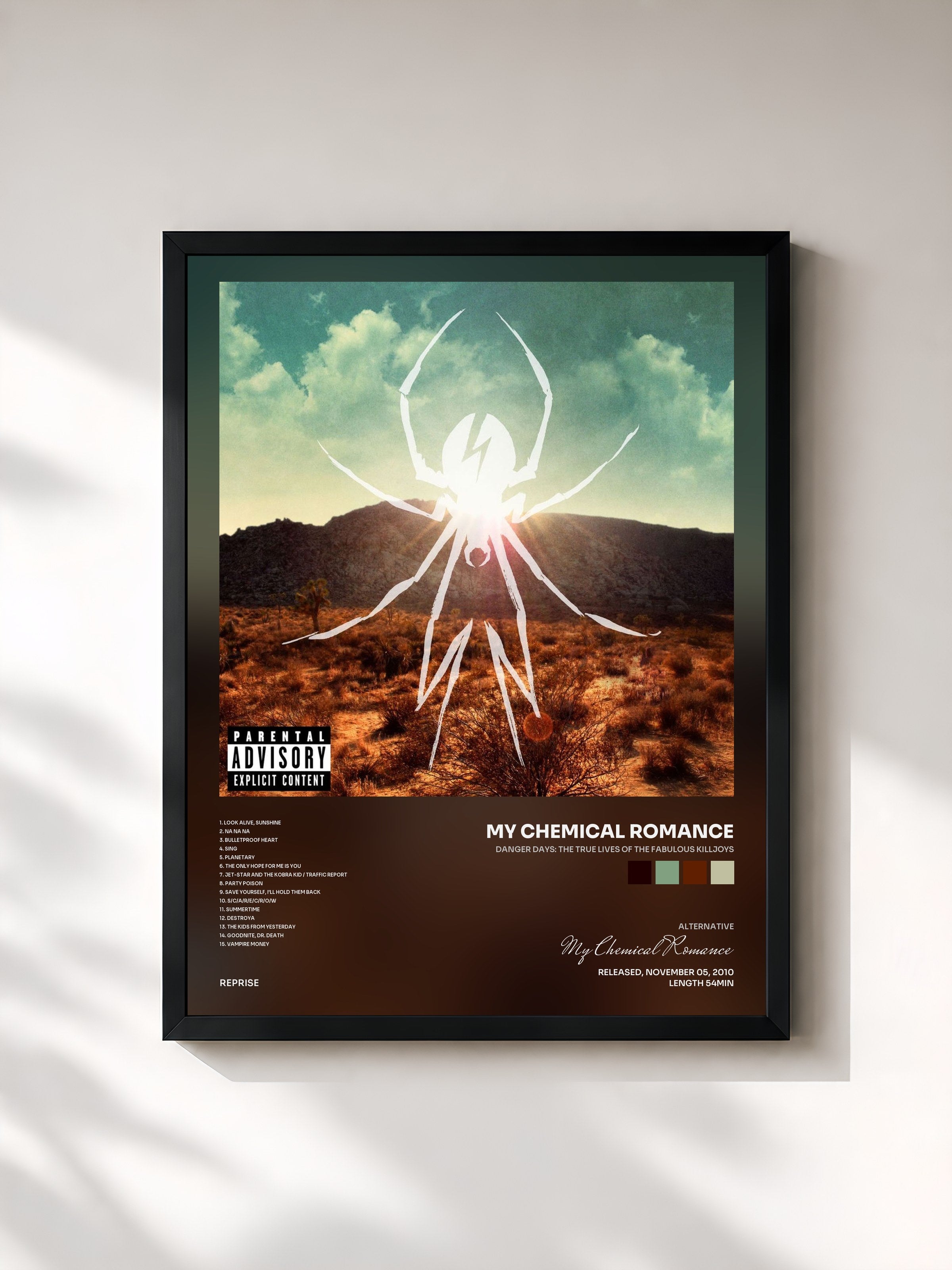 #noir Tableau de l'album Danger Days: The True Lives of the Fabulous Killjoys de My Chemical Romance, cadre noir, imprimé et encadré en France