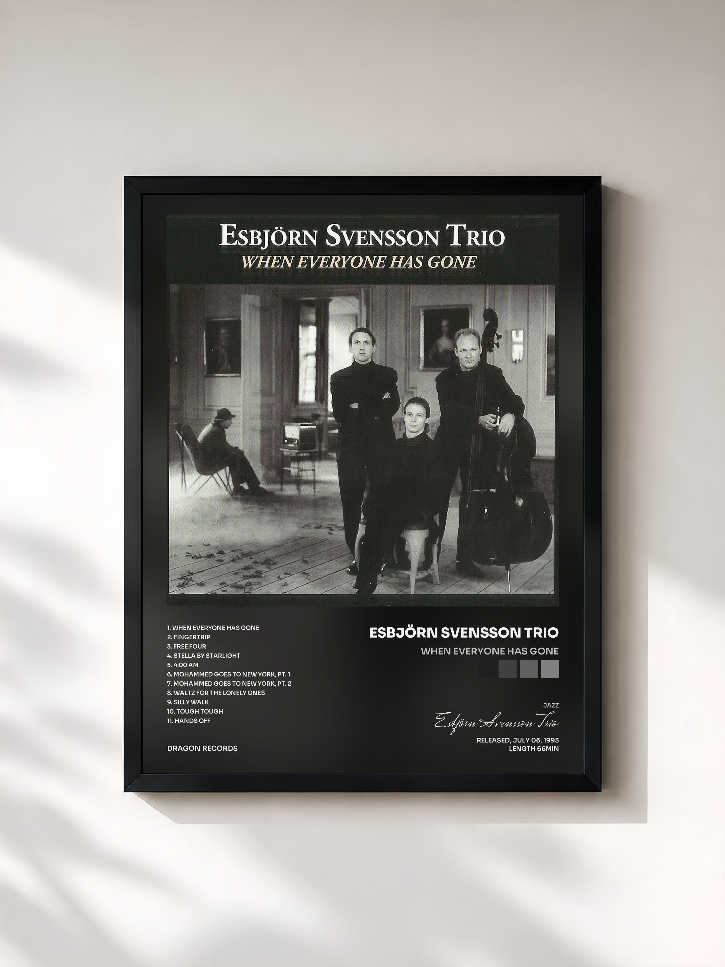 #noir Tableau de l'album When Everyone Has Gone de Esbjörn Svensson Trio, cadre noir, imprimé et encadré en France